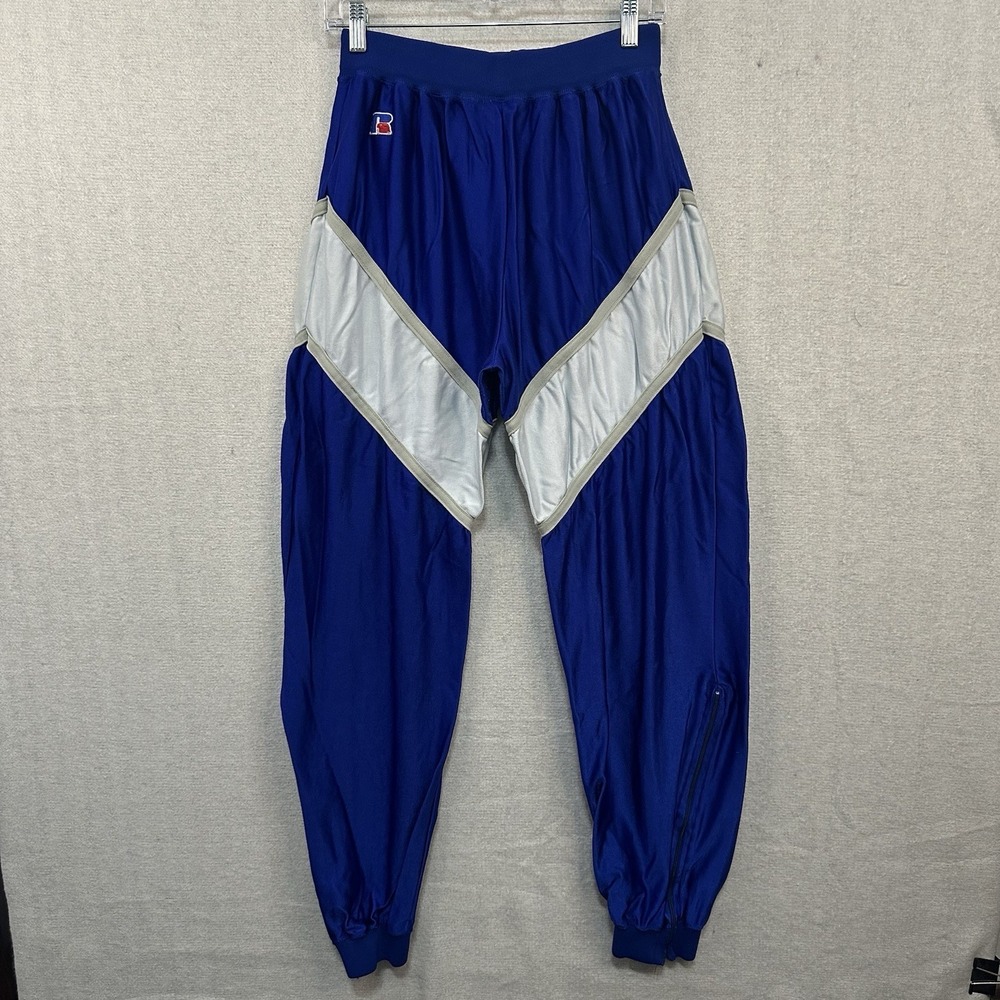 Vintage Russell Nylon Warmup‎ Pants Misses Large Royal Blue Jogger Style
